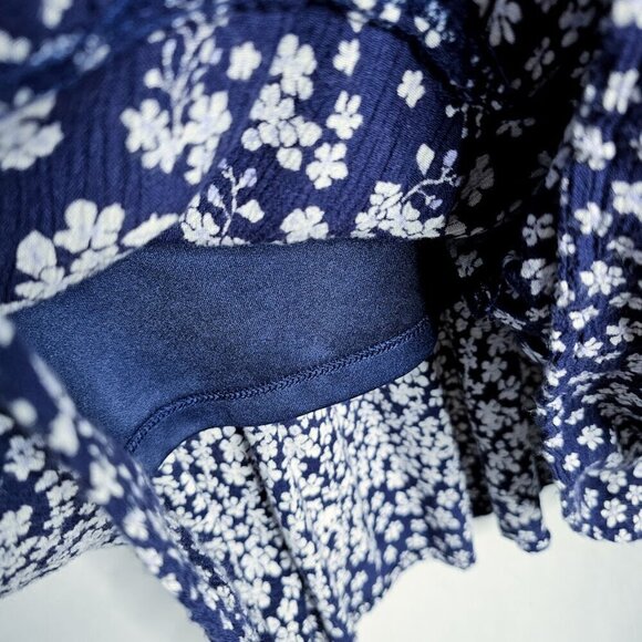 OLD NAVY Long Sleeve Shift Dress NAVY BLUE & WHITE Floral size S Boho Peasant - Picture 6 of 7